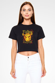 Bray Wyatt Baskılı Siyah Crop Top Kadın Tişört - Tshirt