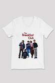 Breakfast Club Beyaz Unisex V Yaka Tişört