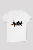 Breakfast Club Beyaz Unisex V Yaka Tişört