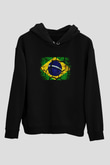 Brezilya Siyah Unisex Hoodie