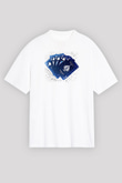 Briç Baskılı Unisex Beyaz Oversize Tişört - Tshirt