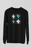 Briç Baskılı Unisex Siyah Sweatshirt