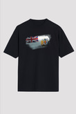 Britanya Antarktika Toprakları - British Antarctic Territory Bayrağı Baskılı Unisex Siyah Oversize Tişört