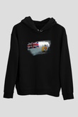 Britanya Antarktika Toprakları - British Antarctic Territory Bayrağı Baskılı Unisex Siyah Hoodie