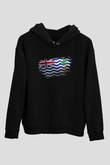 Britanya Hint Okyanusu Toprakları - British İndian Ocean Territory Bayrağı Baskılı Unisex Siyah Hoodie