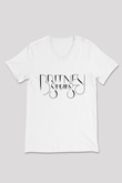 Britney Spears Beyaz Unisex V Yaka Tişört T-Shirt