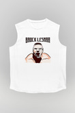 Brock Lesnar Baskılı Beyaz Unisex Kolsuz Tişört - Tshirt