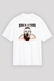 Brock Lesnar Baskılı Beyaz Unisex Oversize Tişört - Tshirt