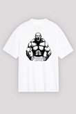 Brock Lesnar Baskılı Beyaz Unisex Oversize Tişört - Tshirt