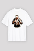 Brock Lesnar Baskılı Beyaz Unisex Oversize Tişört - Tshirt