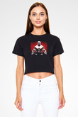 Brock Lesnar Baskılı Siyah Crop Top Kadın Tişört - Tshirt