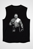 Brock Lesnar Baskılı Unisex Siyah Kolsuz Tişört - Tshirt