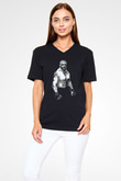 Brock Lesnar Baskılı Unisex Siyah V Yaka Tişört - Tshirt
