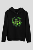 Broken Hope Baskılı Unisex Siyah Kapüşonlu Sweatshirt