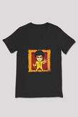 Bruce Lee Baskılı Unisex Siyah V Yaka Tişört