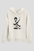 Bruce Lee Beyaz Unisex Kapüşonlu Sweatshirt