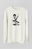 Bruce Lee Beyaz Unisex Sweatshirt