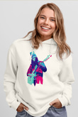 Buckethead Baskılı Beyaz Unisex Kapüşonlu Sweatshirt