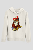 Buckethead Baskılı Beyaz Unisex Kapüşonlu Sweatshirt