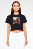 Buckethead Baskılı Siyah Crop Top Kadın Tişört - Tshirt