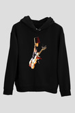 Buckethead Baskılı Unisex Siyah Kapüşonlu Sweatshirt