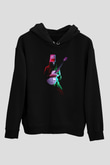 Buckethead Baskılı Unisex Siyah Kapüşonlu Sweatshirt