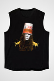 Buckethead Baskılı Unisex Siyah Kolsuz Tişört - Tshirt