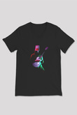 Buckethead Baskılı Unisex Siyah V Yaka Tişört - Tshirt