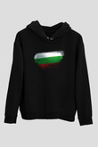 Bulgaristan - Bulgaria Bayrağı Baskılı Unisex Siyah Hoodie