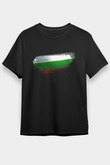 Bulgaristan - Bulgaria Bayrağı Baskılı Unisex Siyah Tişört