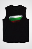 Bulgaristan - Bulgaria Bayrağı Baskılı Unisex Siyah Kolsuz Tişört