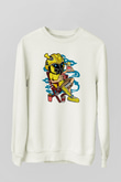 Bumble Bee Holiday Baskılı Unisex Beyaz Sweatshirt