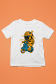 Bumble Bee Scooter Baskılı Unisex Beyaz Çocuk Tişört