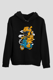 Bumble Bee Scooter Baskılı Unisex Siyah Hoodie