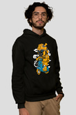 Bumble Bee Scooter Baskılı Unisex Siyah Hoodie