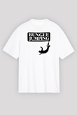 Bungee Jumping Baskılı Unisex Beyaz Oversize Tişört - Tshirt