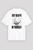 Bungee Jumping Baskılı Unisex Beyaz Oversize Tişört - Tshirt