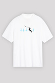 Bungee Jumping Baskılı Unisex Beyaz Oversize Tişört - Tshirt