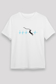 Bungee Jumping Baskılı Unisex Beyaz Tişört - Tshirt