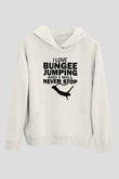Bungee Jumping Baskılı Unisex Ekru Hoodie