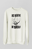 Bungee Jumping Baskılı Unisex Ekru Sweatshirt
