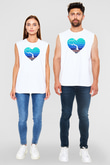 Bungee Jumping Baskılı Unisex Kolsuz Beyaz Tişört