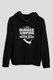 Bungee Jumping Baskılı Unisex Siyah Hoodie