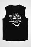 Bungee Jumping Baskılı Unisex Siyah Kolsuz Tişört