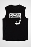 Bungee Jumping Baskılı Unisex Siyah Kolsuz Tişört