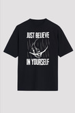 Bungee Jumping Baskılı Unisex Siyah Oversize Tişört