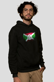 Burundi Bayrağı Baskılı Unisex Siyah Hoodie