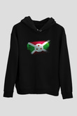 Burundi Bayrağı Baskılı Unisex Siyah Hoodie