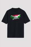 Burundi Bayrağı Baskılı Unisex Siyah Oversize Tişört