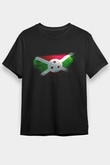 Burundi Bayrağı Baskılı Unisex Siyah Tişört